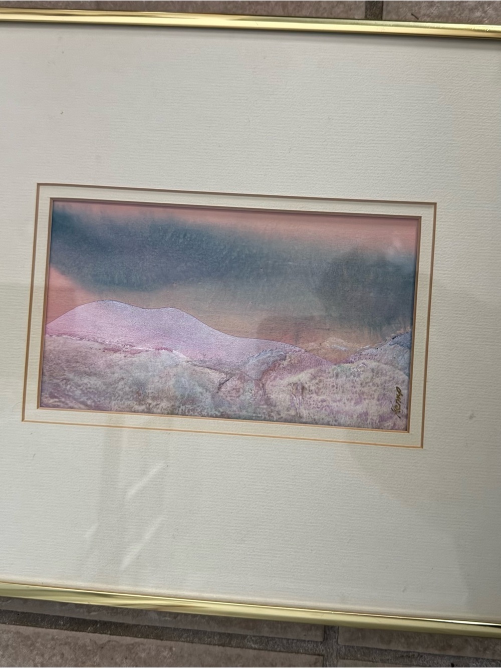 Framed Pastel Watercolor Landscape Wall Art Pink/Blue Sherry Kemp Atlanta - Picture 5 of 12